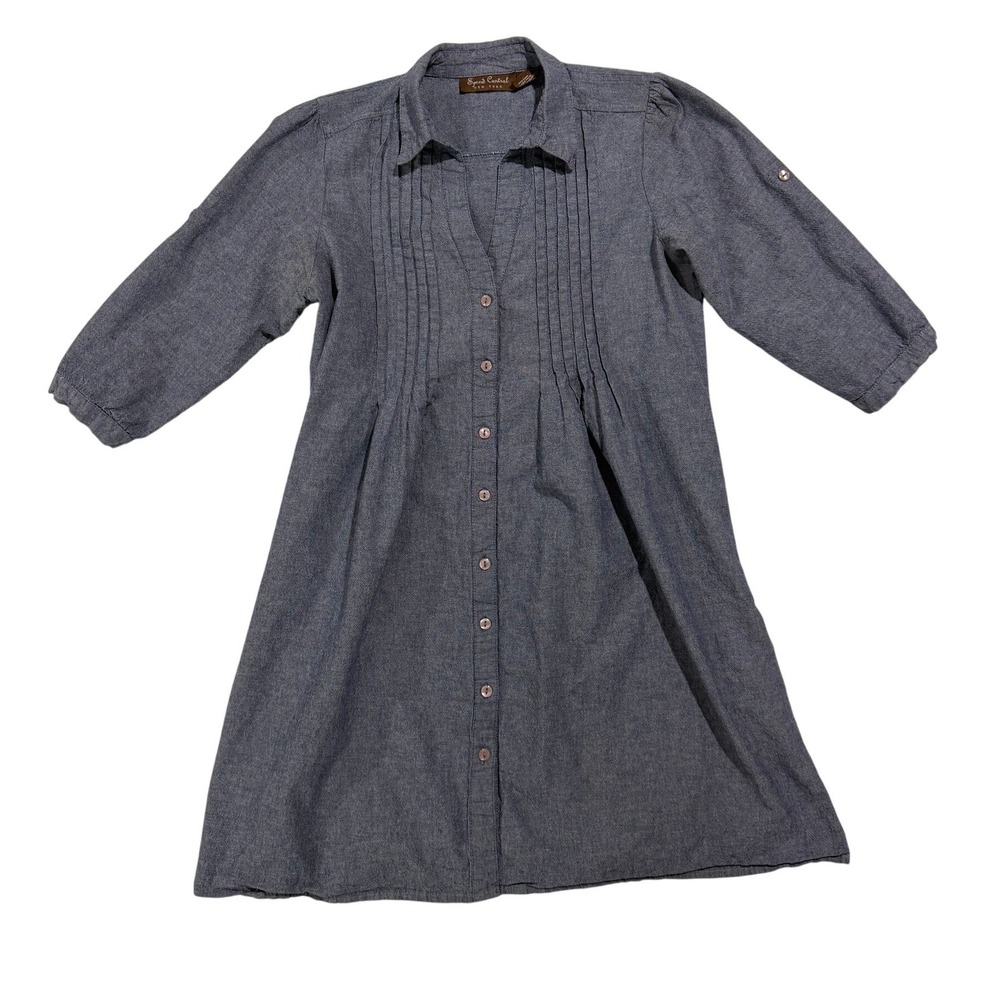 Speed Control New York Chambray Shirt Dress Tunic Blue Cotton Medium M